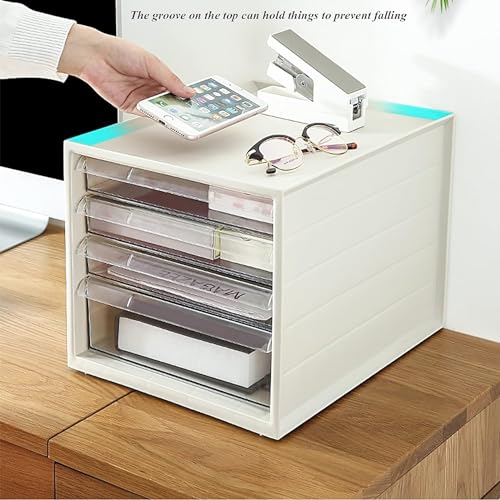 HSTBLEOO A4 Flat File Cabinet, Desktop Storage Box For Office Supplies, Drawer Type Shelf, Suitable For Home/Office/School, Etc.(Khaki)