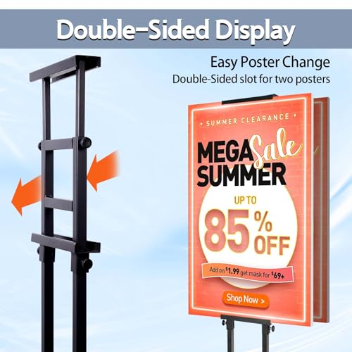 STANDNEE 4PACK Adjustable Poster Holder, Foam Board Stand for Display, Heavy Duty Pedestal Sign Holder, Metal Stand for Display Board Up to 83