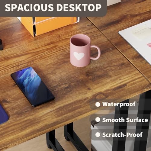 PayLessHere | 47 Inch Computer Desk | Brown | Sturdy Office Desk