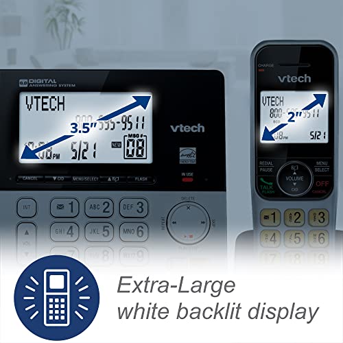 VTech VG208-2 DECT 6.0 Corded/Cordless Phone System with 2 Handsets, Digital Answering Machine, Call Blocking, Caller ID, Large Backlit Display