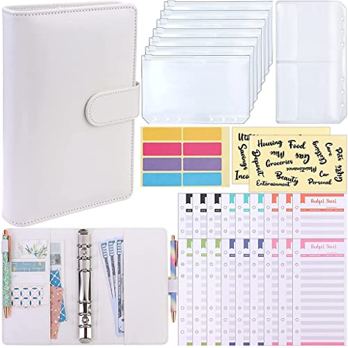 ONMYJFD A6 Binder Budget Cash Envelopes Organizer System,12 Expense Budget Sheets, 8 Zipper Binder Pockets, for Saving Money Planner(D)