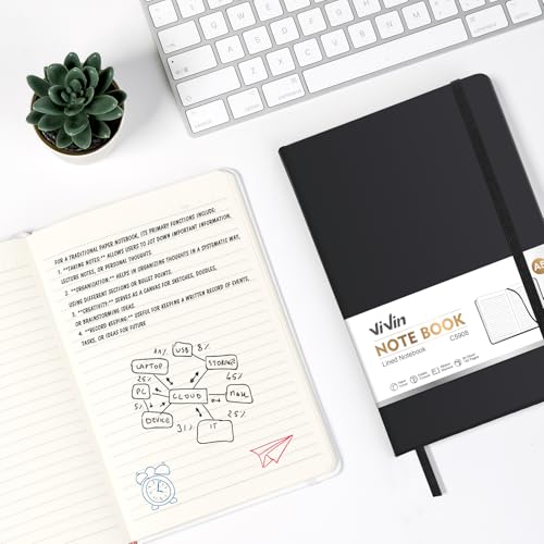 ViVin 8 Pack A5 Hardcover Lined Notebook,192 pg College Ruled 5.5x8.3