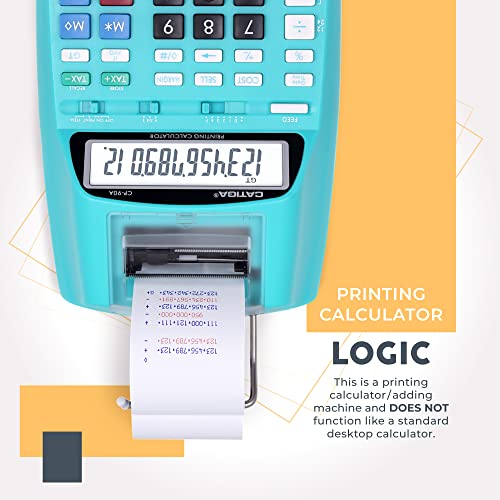 CATIGA Printing Calculator with Tape Print Out - 10 Key Adding Machine with Paper Roll, Desktop Electric Calculator for Accounting, Business, Finance, Home Office Use CP90A