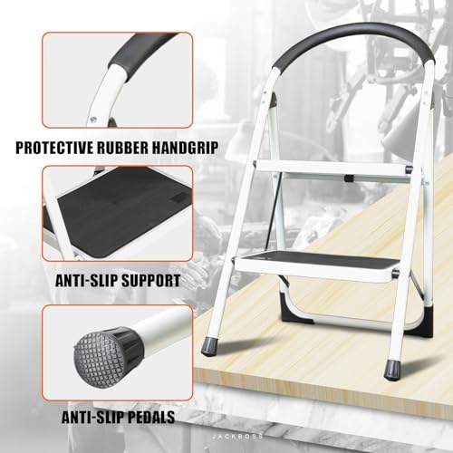 Torin 2 Step Ladder, 400lbs Capacity Sturdy Step Stool Folding