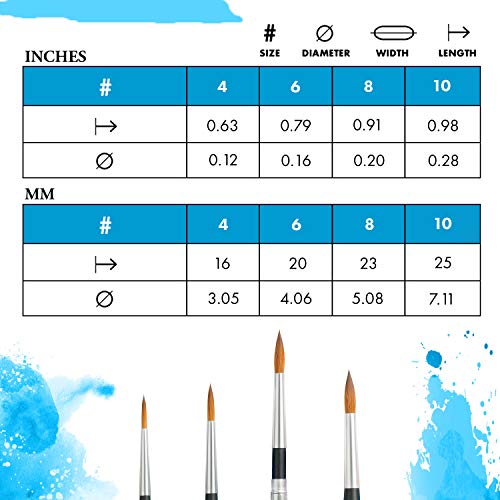 Princeton Aqua Elite, Series 4850, Synthetic Kolinsky Watercolor Paint Brush,Travel Round, 8