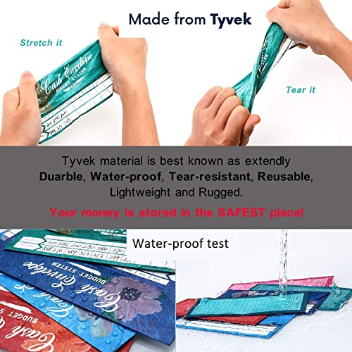 QERTYHKK Cash Envelopes Budget System Tear & Waterproof with Colorful Envelopes12 Expense Tracking Sheets for Money Saving
