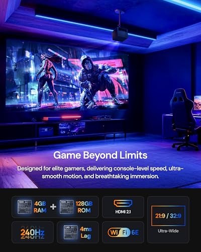 Valerion VisionMaster Pro2 Triple Laser Projector 4K,15000:1 Contrast, 0.9-1.5x Optical Zoom, 2X Multitasking Power, IMAX, HDR10+, GTV, 4ms Lag-Free Gaming, 3000 ISO Lumens, Google Home, Apple Homekit