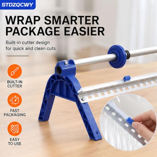 STDZQCWY Stretch Film Dispenser, Desktop & Wall‑mountable Pe Wrap Dispensing Cutter, with Sliding Cutting Blade, 50cm Wrapping Capacity, for Warehouse, Office and Household Packing Work