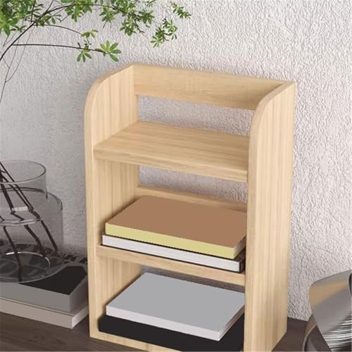 Bookcase Storage Rack Desktop Multipurpose Wooden Bookshelf Stand 3-Tier Simple Storage Rack for Office Home Book Shelf(Small)