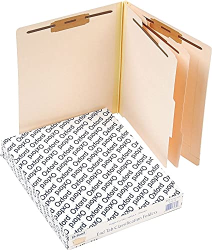 Pendaflex Manila End Tab Classification Folders, 2 Dividers, Letter Size, Manila, 10/BX (13175), Beige