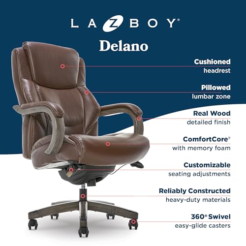 La-Z-Boy Big and Tall Executive Office Chair Lumbar Support, Leather Chair