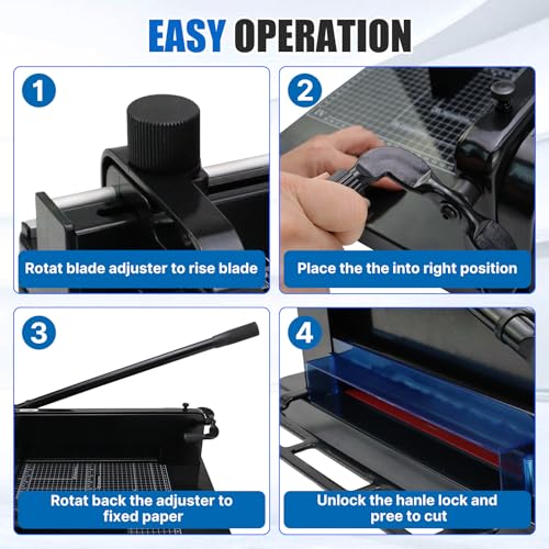 Heavy Duty Guillotine Paper Cutter,A4 12" 400 Sheets Capacity Stack Paper Trimmer,Metal Base Solid Steel Construction Trimmer Machine for Office,Commercial Use,Double Safety Protection,Black (A4 12")