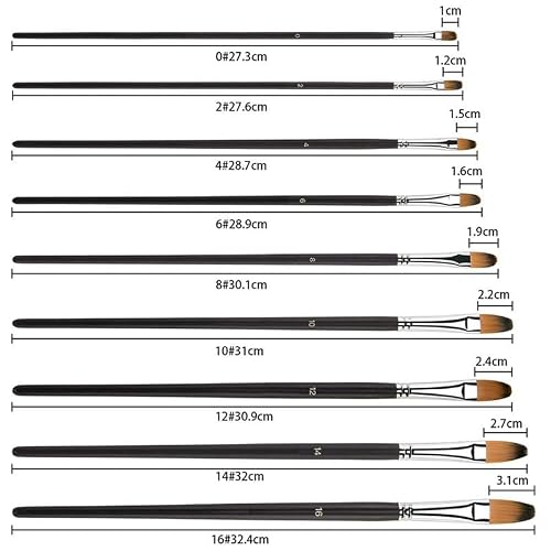 UOHLCX HBJWOV 9Pcs Art Paintbrush Set Synthetic Nylon with Long Handle Paint Brush for Watercolor Acrylics Oil Gouache