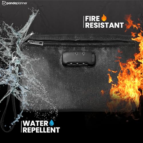 Panda Planner Password Book with Fire-Resistant Bag, Mint Green