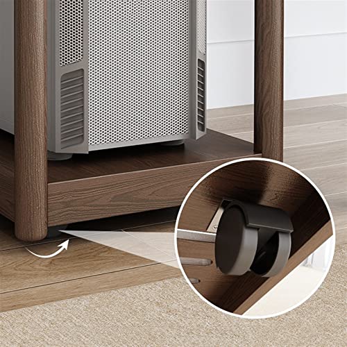 VHDY85KA Office 2-Tier PC Tower Stand, Mobile CPU Stand Holder with Invisible Casters Wheels, Wooden Rolling PC Case Floor Stand Fit Most PC Case Accessories(Natural,Small)