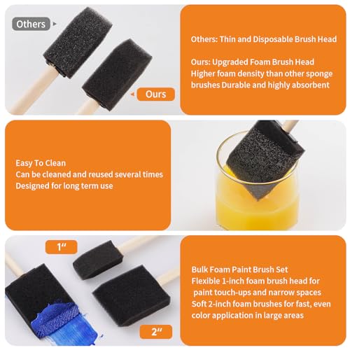 240Pcs Foam Paint Brushes 1 Inch Bulk Foam Brush Sponge for Painting Craft