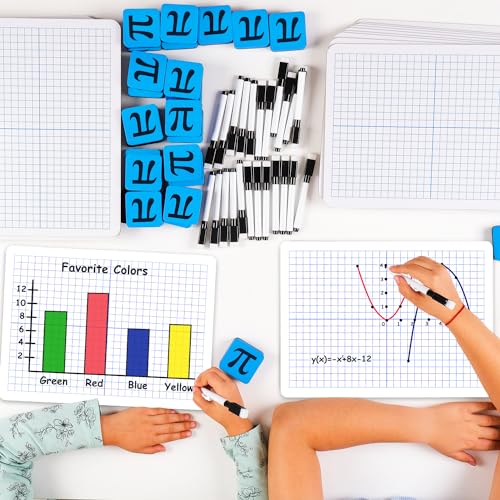 Simply Magic 25 Pack Double-Sided Dry Erase Graph Lap Boards - 12''x9'