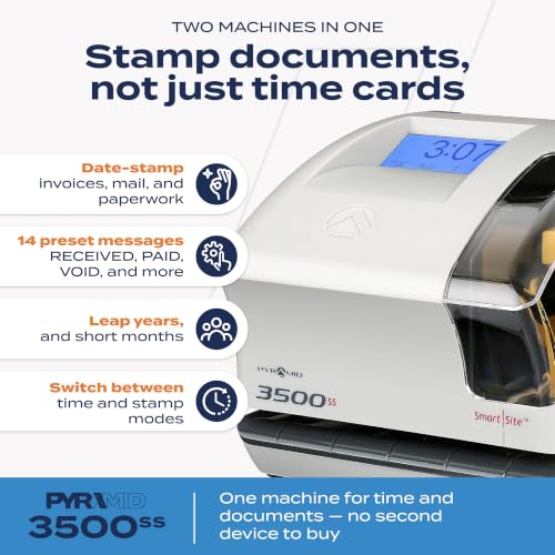 Pyramid Time Systems 3500SS Employee Punch Clock & Document Stamp