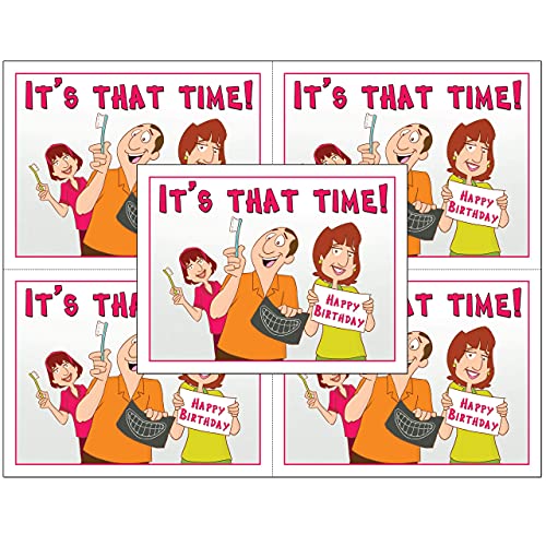 Custom Recall Dental Laser Birthday Postcards with Personalizable Backs. 4 Cards Micro Perforated for Tear-off at 4.25" x 5.5" on an 8.5" x 11" Sheet of 8 Pt Card Stock. (500)