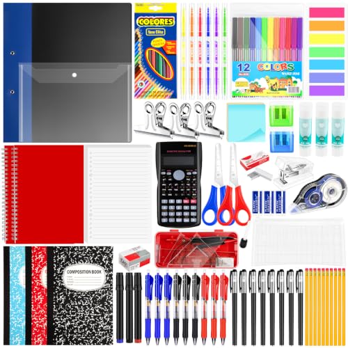 1 Set Back to School Supplies Kit for 7-12 Grades Middle School Student Bulk Back to School Essentials Includes Notebook Markers Pencil and Much More Back to School Supply