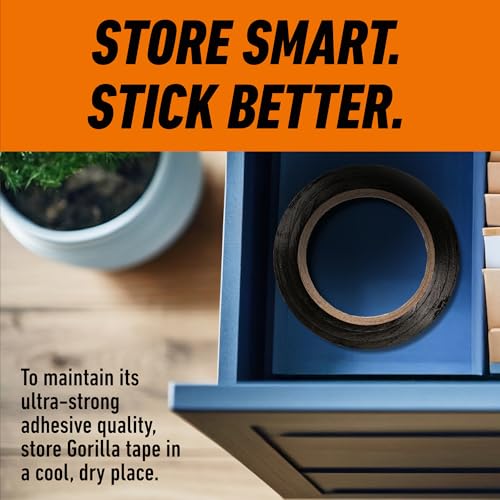 GORILLA Heavy Duty Duct Tape, Weatherproof, Black, 1.88" x 35 yd, 2-Pack