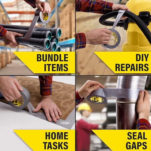 5 Pack Duct Tape Heavy Duty Waterproof - 2 In x 90 Ft - All-Weather, Silver, Easy to Tear, Strong Hold, No Residue, Gray Bulk Waterproof Tape for Repairs, DIY, Sealing, B2B, Home, Office, Outdoor Use