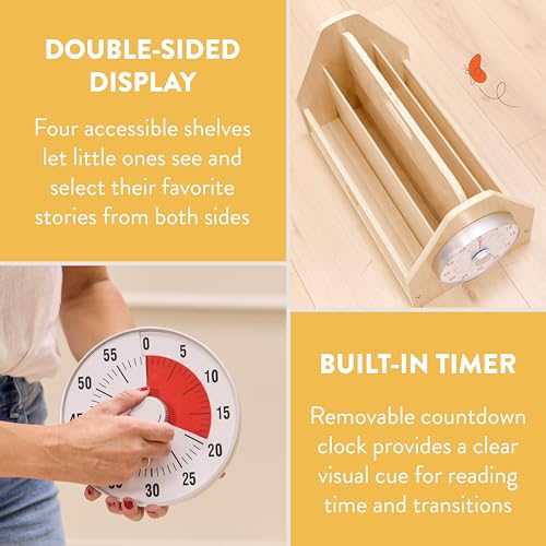 Back2School Express Double-Sided 4-Shelf Book Caddy with Timer, Natural