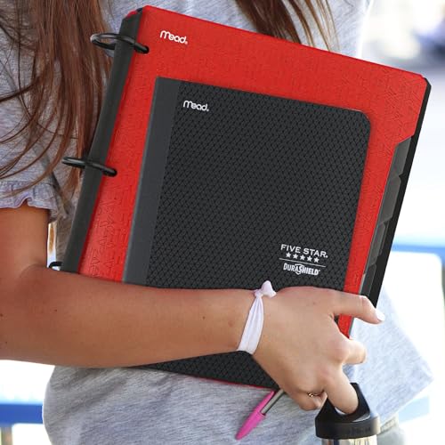 Five Star Composition Books + Study App, 4 Pack, College Ruled Paper, 9-3/4" x 7-1/2", 80 Sheets, Anti-Microbial, Black, Red, Green and Blue (850070A-ECM)
