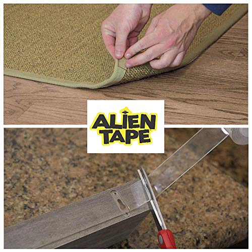 Bell+Howell ALIENTAPE Nano Double Sided Tape, Multipurpose Removable Adhesive Transparent Grip Mounting Tape Washable Strong Sticky Heavy Duty for Carpet Photo Frame Poster Decor 80 Feet
