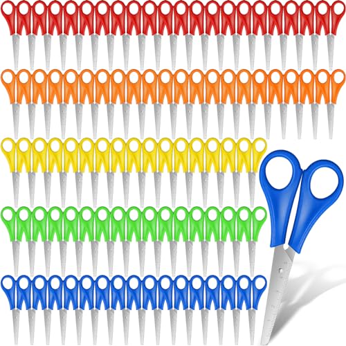 300 Pcs Kids Scissors Bulk for School 5'' Student Blunt Tip Safety Stainless Steel Paper Child Scissors for Office Craft Projects (300)