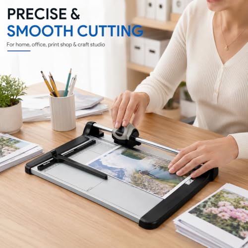 Rotary Paper Cutter, 15-Sheet A4 Paper Trimmer 360mm for Commercial Use