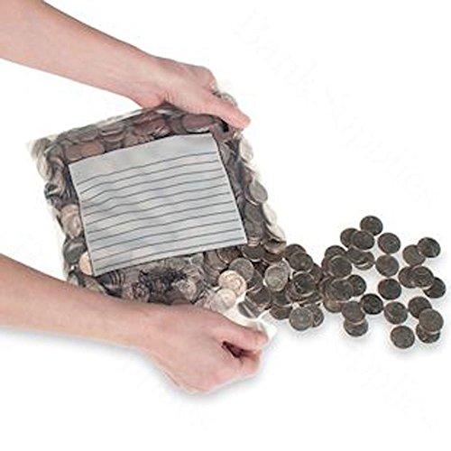 BankSupplies Self Seal Coin Bags 9 1/2W x 9H Tamper Resistant Clear Coin Bags 1000 Pack