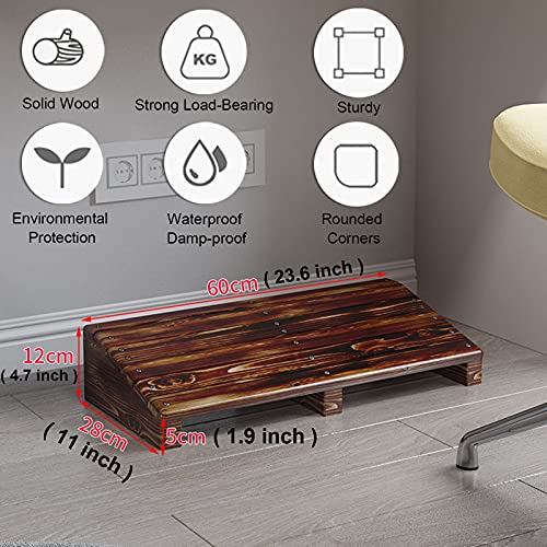 LXLA Extra Wide Under Desk Footrest, Office Large Wood Tilt Step Stool - Keep Sitting Posture, Playing PC Game, Ergonomic Foot Stool, 60×28×(12-5) CM (Color : B, Size : 23.6×11×(4.7-1.9) inch)