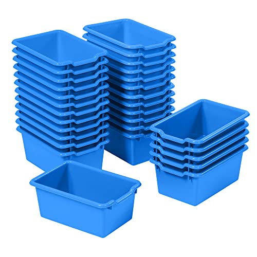 ECR4Kids Scoop Front Storage Bin, Multipurpose Organization, Blue, 30-Piece