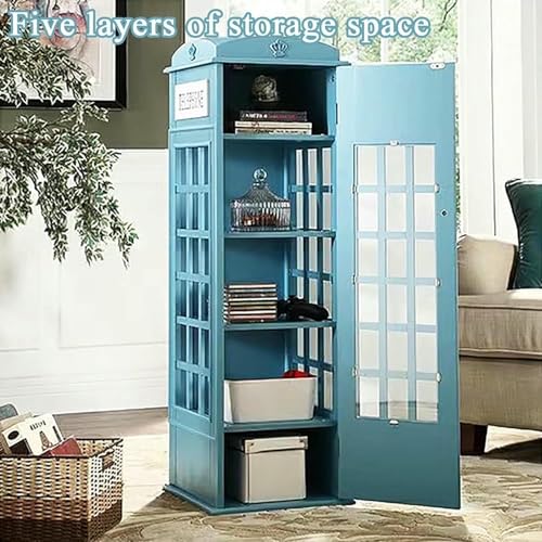 MNJVCFDS Telephone Booth Bookshelf, Small Floor Standing Bookcase Storage Rack, Phone Booth Storage Cabinet Organizer Display Bookshelf