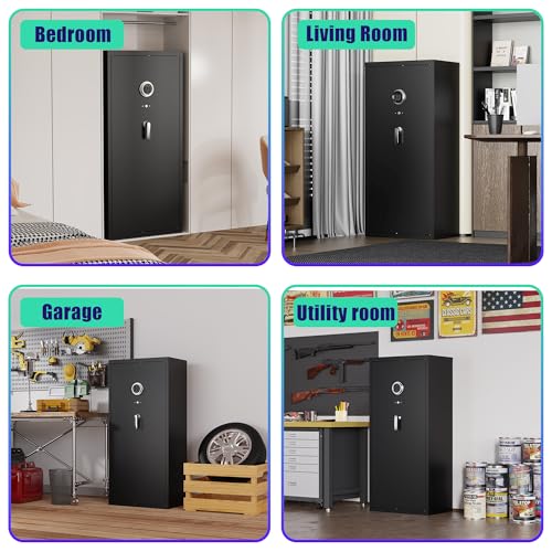 Eltean 14-15 Large Gun Safe for Rifles and Pistols,Gun Cabinet with Quick-Access Digital Lock and Adjustable Gun Racks,Rifle Safes for Home with 4 Adjustable Shelves and 4 Holsters