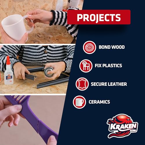 Kraken Bond Wow! CA Glue Set (4x3.5 oz) with Activator (2x13.5 oz) –Super Fast Cyanoacrylate Adhesive Kit for Wood, Plastic, Ceramic, Craft -DIY Repair –4 X Ext. Bottles & 10X Nozzles Inc. 2 Pack