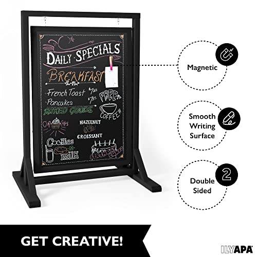Ilyapa Black Double Sided Swinging Chalkboard Sidewalk Sign, 30 x 40 Inch