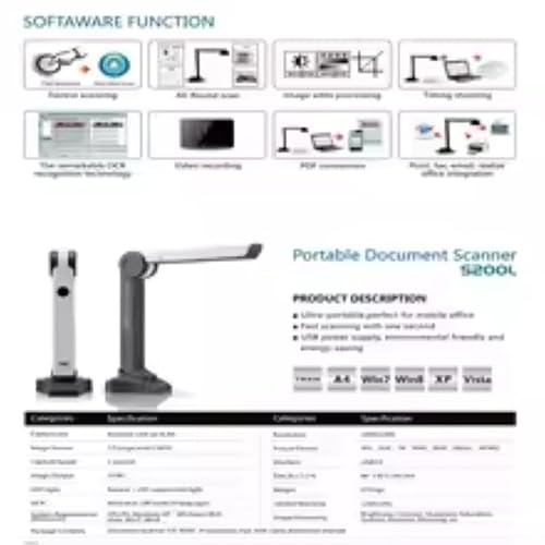 Document Camera Scanner High Speed A4 Portable Home File for S200L HD S-200L