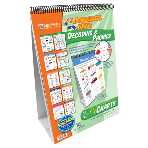 Decoding & Phonics Flip Chart Set (Grades 3 - 6) - 10 Laminated Write-On/Wipe-Off, Double-Sided Charts Mounted on Easel with Activity Guide