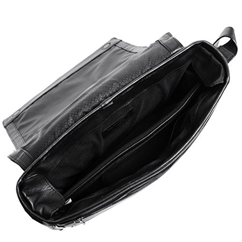 Siamod, VERNAZZA, SAN Francesco, Napa Cashmere Leather, 13" Leather Messenger Bag, Black (45355)