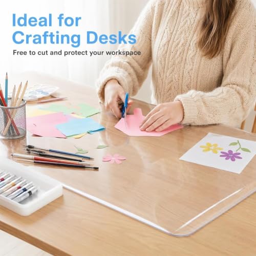 22x88 in Office Desk Blotter Mat Clear Plastic Table Protector Cover Pad PVC Transparent Topper Surface Proection Pad Anti Scratch Table Mat Glass Dinner End Waterproof Easy Clean