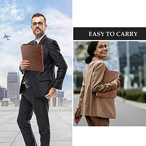 ProCase Portfolio Business Padfolio Folder with Zipper -Brown