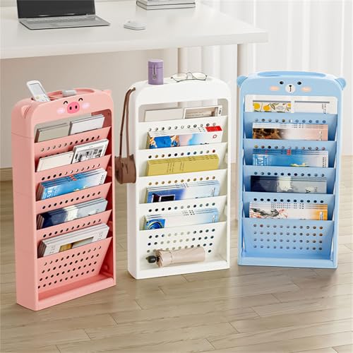 Space Saving Rolling Book Cart Large Capacity Designs Removable Organizers Multipurpose Bookshelf for and Adults Mobile Bookshelf