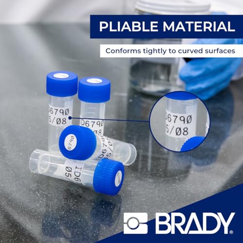 Brady Authentic (M4-141-499) Aggressive Adhesive Multi-Purpose Nylon Labels 2.25" H x 1" W Black on White, 90 Labels. for use with The BMP41, BMP51, and M511 Label Printers