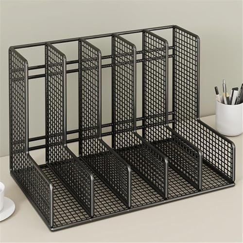 File Organizer Desk File Organizer 5 Sections Upright Mesh Desktop Sorter Office Holder(Black)