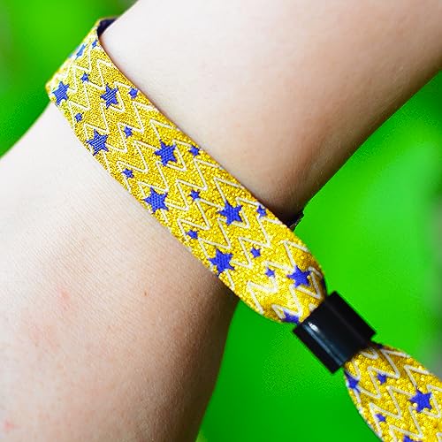HDHYWRIS Cloth Wristbands for Events, Gold with Blue, 100pcs