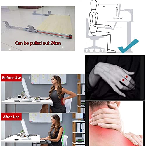 BWPURWDFH Keyboard Tray Under Desk Pull-Out Keyboard Drawers Platforms, for Organized Under Desk Storage ?Hidden, Desk Extender with Height Adjustable for Office/Study/School/Garage (White 7