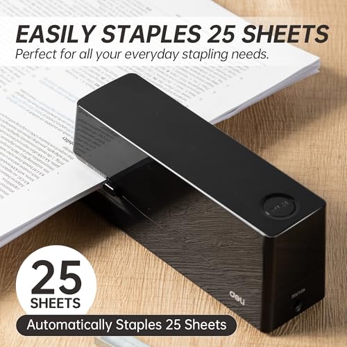 Deli Electric Stapler, Automatic Staplers for Desk, 25-Sheet Capacity