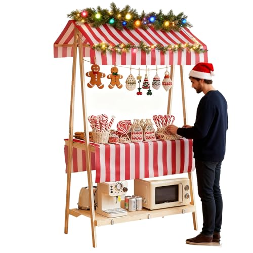 WLCGYD Red Art Festival Booth Display, Wide 24 Inch Folding Market Stall Display Stand for Outdoor Vendor, Candy/Dessert/Fast Food Sales Counters, No Assembly Required(106x60cm/41.7x23.6in)
